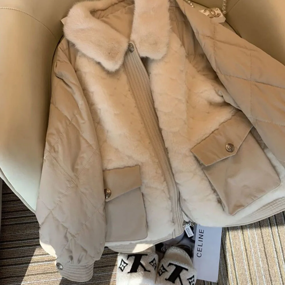 Parkas Women's Plus Size Short Fur Coats 2022 Winter New Fashion Faux Fur Rabbit Splicing Thickening Casual Warm Jackets Woman
