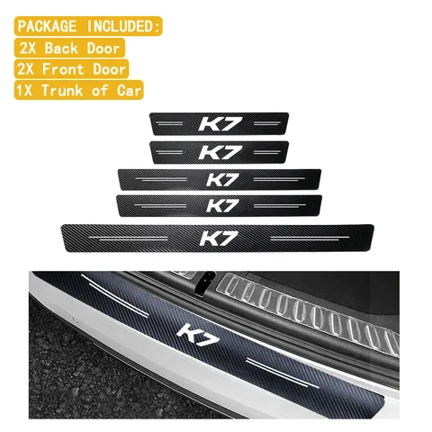 Наклейка на порог автомобильной двери из углеродного волокна, устойчивая к царапинам, водонепроницаемая наклейка для багажника KIA K7, наклейки на бампер, защита от царапин