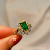 jewelry 925 silver light luxury ring daily wear 6x8 mm square 100 natural emerald ring silver gem ring