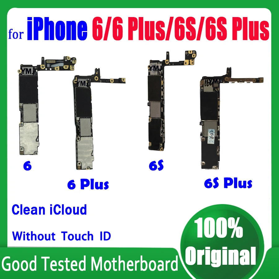 

100% Tested Motherboard Without Touch ID For IPhone 5C 5S 5SE 6 Plus 6S Plus Mainboard Original Unlock Clean ICloud Logic Board