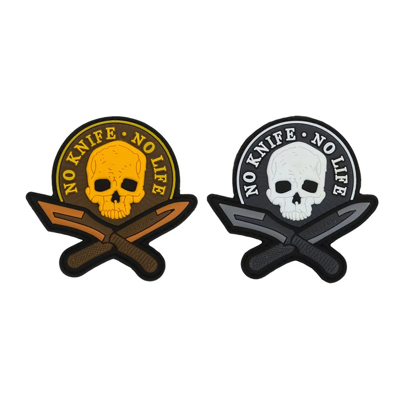 

NO KNIFE NO LIFE Morale Badge Armband Personality PVC Military Hook & Loop Outdoor Backpack Clothes Decoration Patch Sew-On