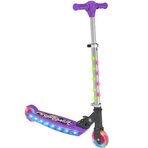 

Kick Scooter Kids, LED Light-up Scooter, Adjustable Handlebar,Includes Lights on Stem & Wheels, Ages 4-10