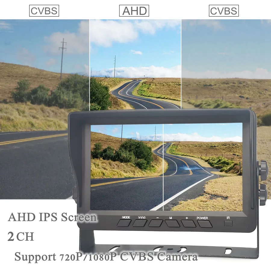 DIYSECUR 7-дюймовый AHD IPS 2-канальный автомобильный монитор заднего вида с поддержкой