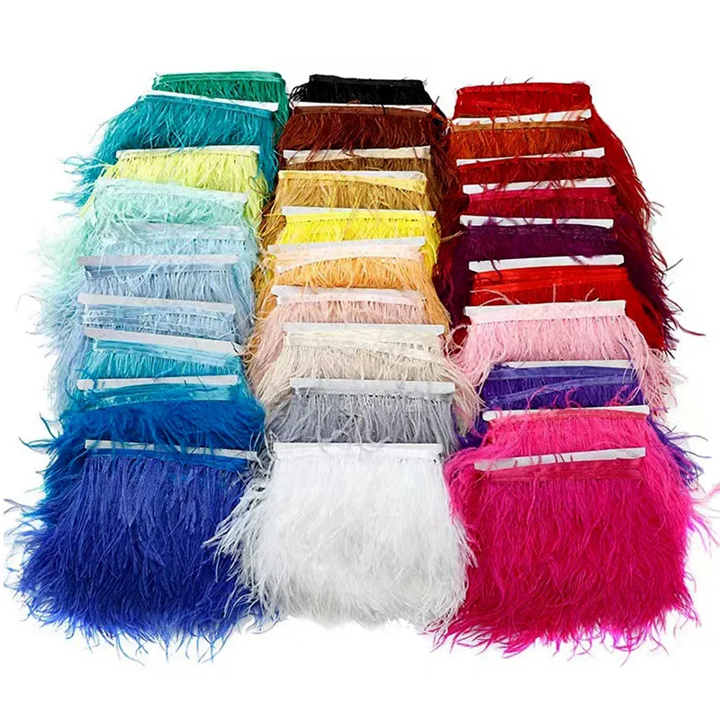 

2M Plume Ostrich Feather Trim Wedding Decor Wholesale Natural Feathers Ribbon Crafts DIY Sewing Dress Party Accessories 8-10cm