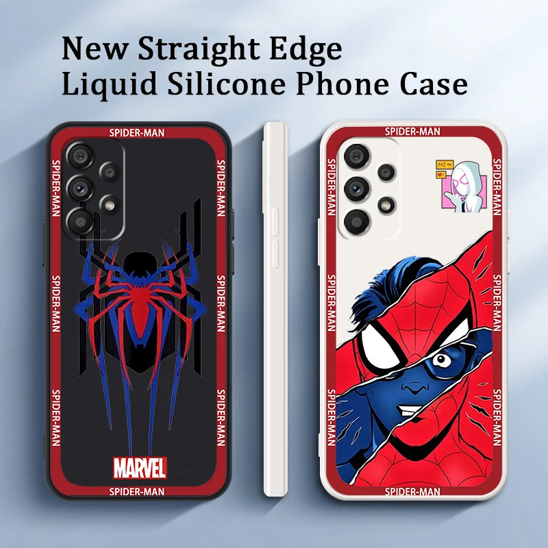 

Marvel Spiderman Avengers Art Phone Case For Samsung A73 A53 A33 A52 A32 A23 A22 A71 A51 A21S A03S A50 A30 5G Liquid Rope Cover