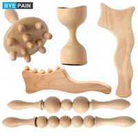 byepain wood therapy massage tool anti cellulite massage roller full body muscle pain relief lymphatic drainage massager
