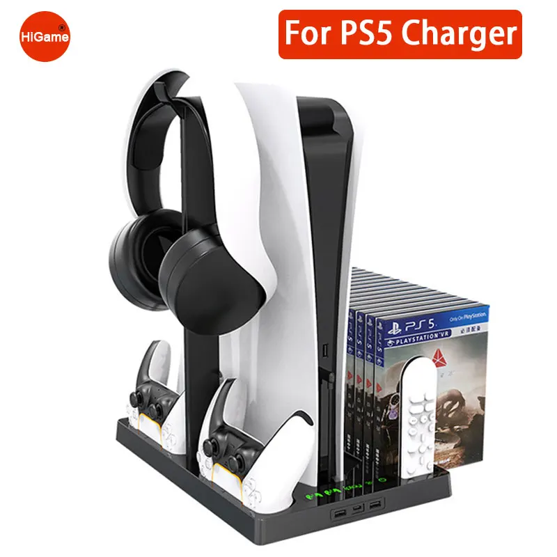 

Для Sony PS5 двойной контроллер зарядное устройство консоль вертикальная охлаждающая подставка зарядный адаптер игровой слот для Playstation5 диск/цифровой