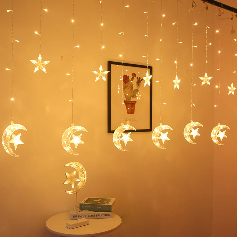 

СВЕТОДИОДНАЯ Гирлянда-занавеска для украшения дома, свадьбы, звезды, Луны