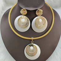 luxury earrings and necklace jewelry set for women gold plated weddings party bohemia ladies dangle earrings necklace jewellery