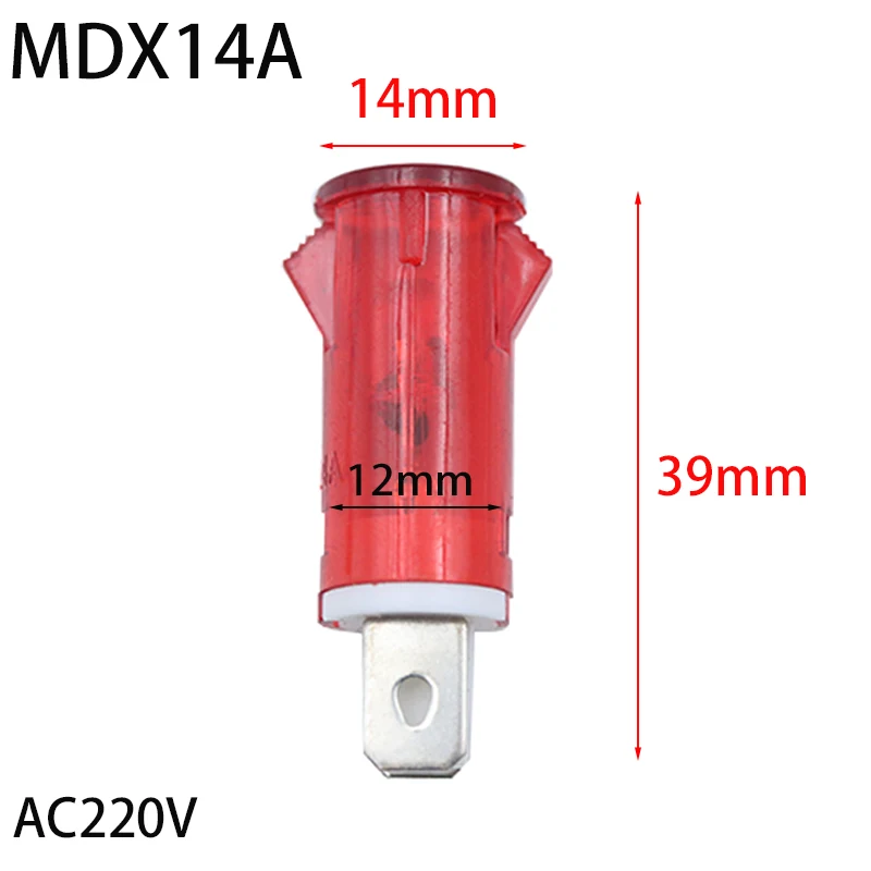 

10 штук панельных неоновых сигнальных ламп, 220V AC, MDX-11A, MDX-14A, многоцветные индикаторные лампы, красный, зеленый, желтый, промышленные направляющие лампы