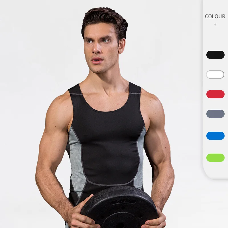 

Running Sweats for Men Vest Quick Dry Gym Clothes Sleeveless Shirts Male Fitness Training Tights Tank Jogger Compressed Tops