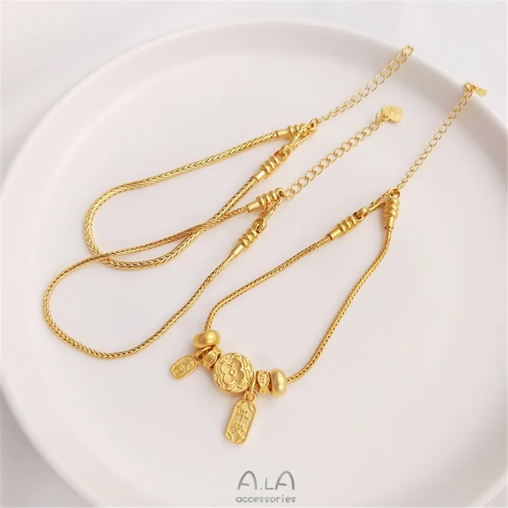 

Strong color Vietnam Gold all-purpose bracelet with extension chain adjustable DIY Chain transport large pearl pendant hand stri