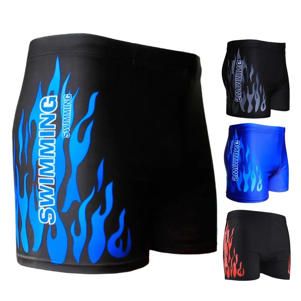 

Quick Dry Fire Pattern Wear-resistant Swimming Trunks for Water Sports