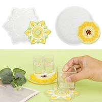 mandala coaster molds flower pattern coaster silicone molds for epoxy resin casting roundflower shaped coaster mold for resin