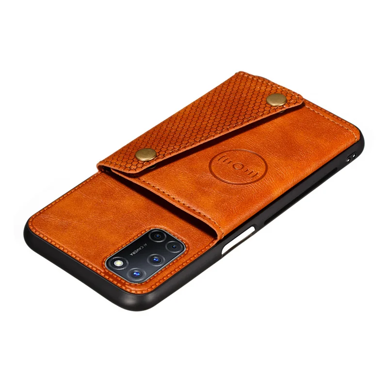 PU Leather Silicone Case For OPPO A72 A52 A53 A91 A74 A93 A9 2020 Reno 4 5 Lite 5Z Realme 6 8 Pro Card Slot Holder Wallet Cover