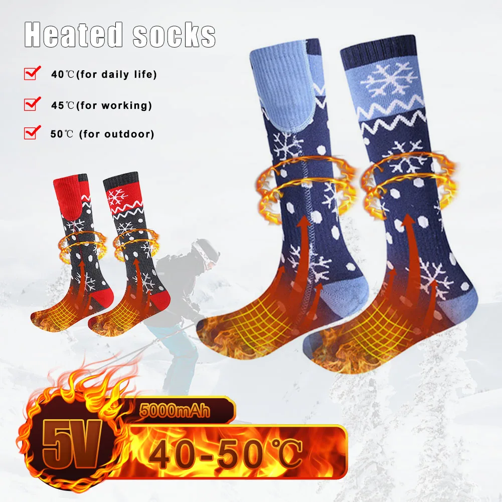 5000mAh Winter Heated Socks 5V Rechargeable Socks App Temperature Control Christmas Electric Heating Socks For Cycling Skiing