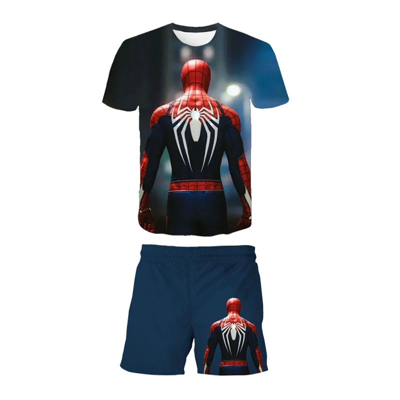

Disney Spider-Man Boys Girl 3D Clothes Set Kids Summer Short Sleeve Print T-Shirt+Pants Fashion 2PCS Outfit Children Clothing