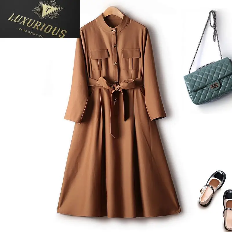 

Elegant Party Dresses High Waisted Over The Knee Single Breasted Pinch Pleated Drape Waist Large Swing Type Women's