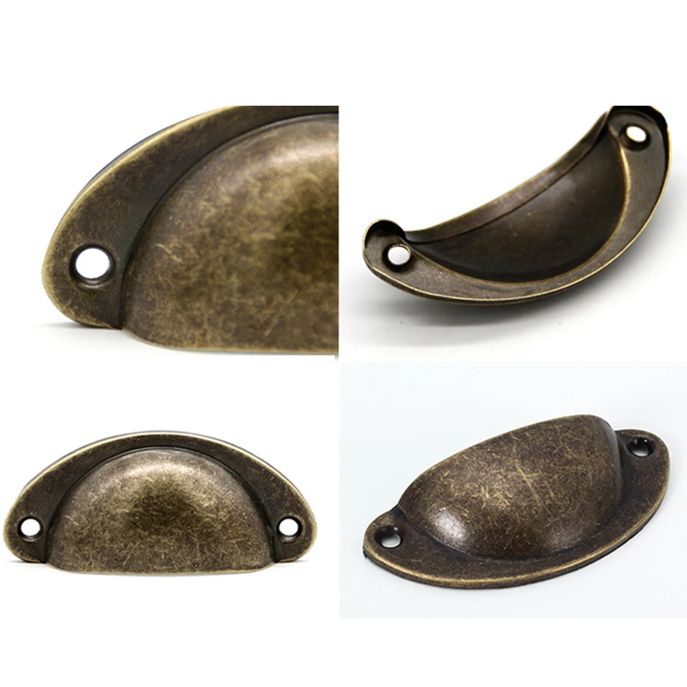 

6Pcs Retro Metal Cabinet Door Handle Shell Pull Kitchen Drawer Cabinet Handle Antique Brass Shell Pull Handles Furniture Knobs