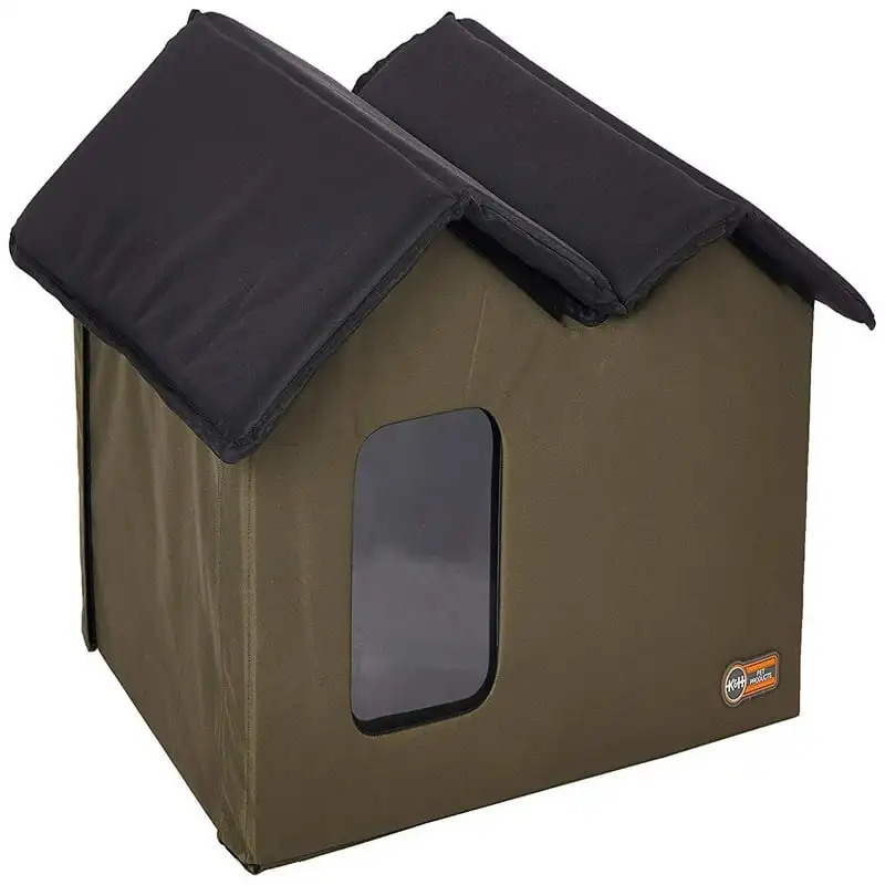 

Extra Wide Kitty House, Outdoor Unheated Cat House, Olive, 26-in