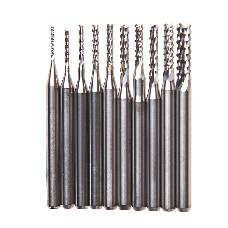 

10Pcs 1/8'' 0.8-3.175mm Drill Bits Engraving Cutter Rotary PCB CNC End Mill Set Drop Shipping