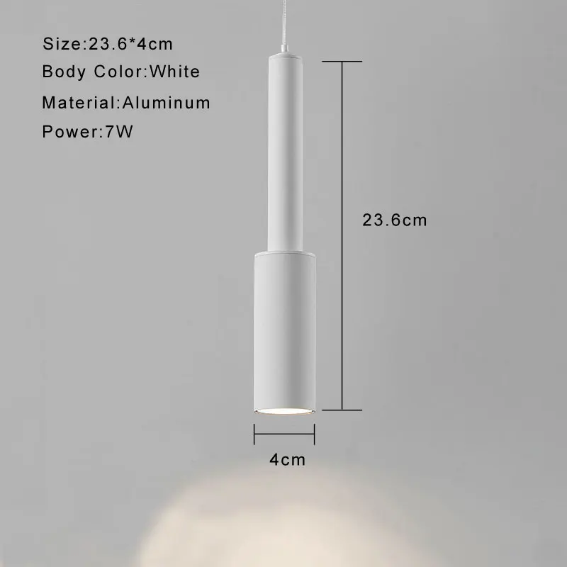 Minimalist LED Pendant Lights Black White Hanging Chandeliers Living Room Bedside Lights Long Tube Bar Pendant Lamp Suspension