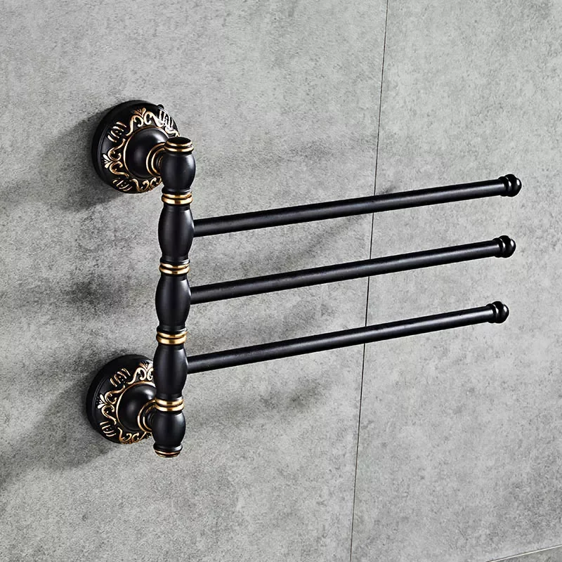 

Black/White Towel Bar Rotating Towel Rack Bathroom Kitchen Wall-mounted Towel Polished Rack Holder Hardware Accessory