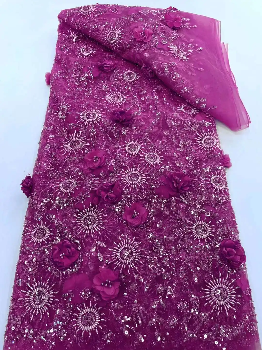 Кружевная ткань Mccarthy ручной работы из французского тюля 2024 Высококачественная 3D