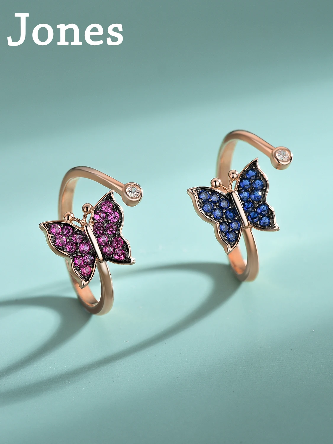 

Ins Europe and America S925 Sterling Silver Rose Gold Butterfly Ring Female Male Couple Open Finger Ring Bracelet