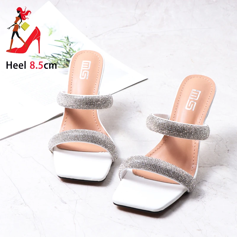 Женские тапочки больших размеров с квадратным носком роскошные модные