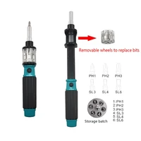 multi bit ratcheting screwdriver 6 in 1 tool with sl3 sl4 sl6 ph1 ph2 ph3 retractable screwdriver rod magnetic tool