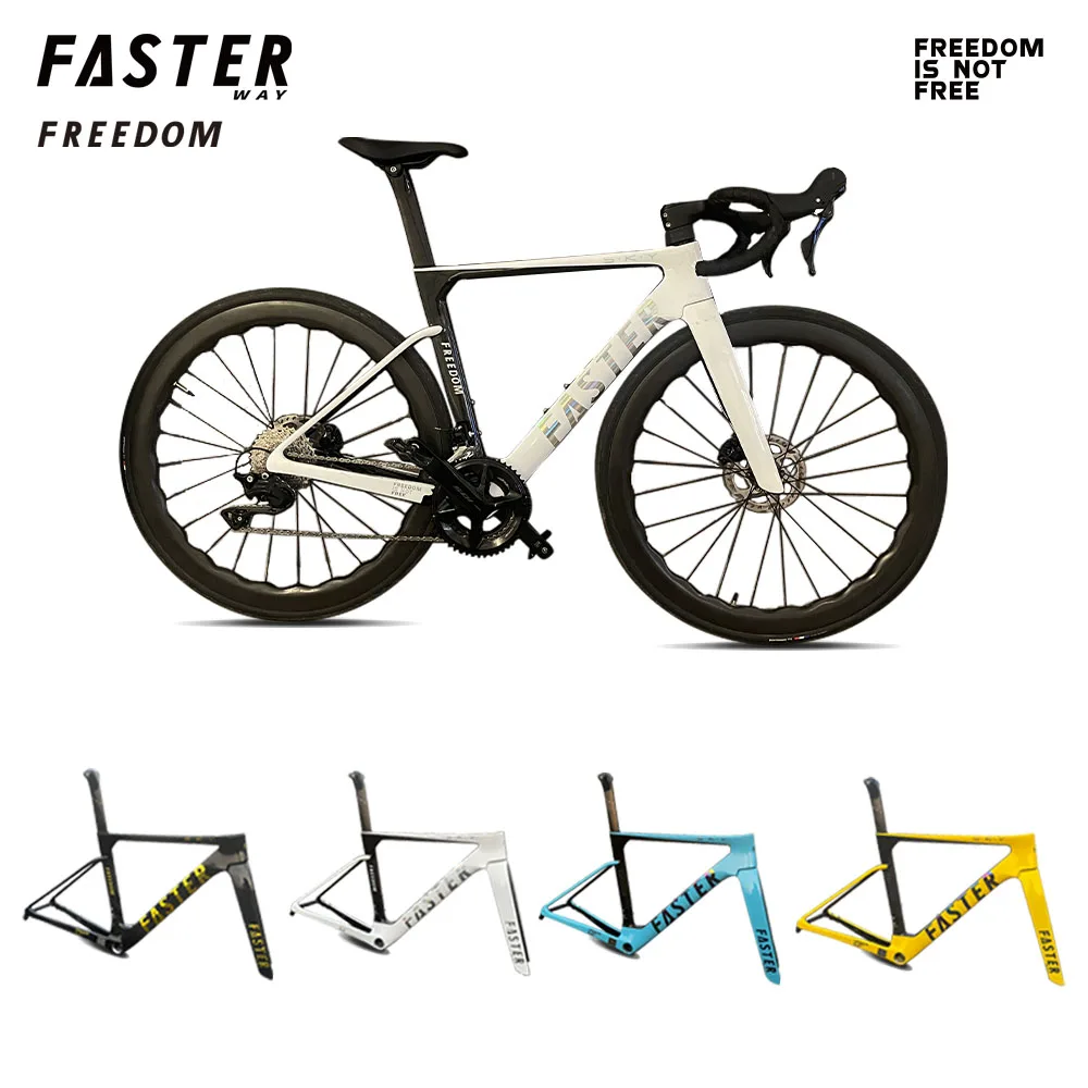 Фото Новая модель T47 FASTERWAY Freedom Frameset Карбоновая дорожная рама для велосипеда с вилкой, зажим для подседельного штыря, гарнитура, руль 32C, дисковый тормоз №1