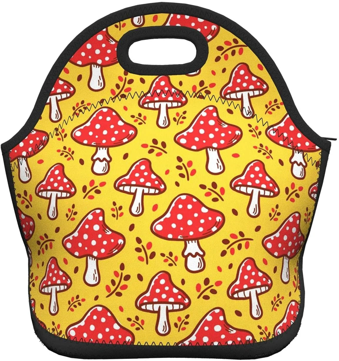 

Funny Red Mushrooms Neoprene Lunch Bag Boxs,Durable Thermal Tote Bag Organizer Cooler Bento Bags Lunchbox Handbag