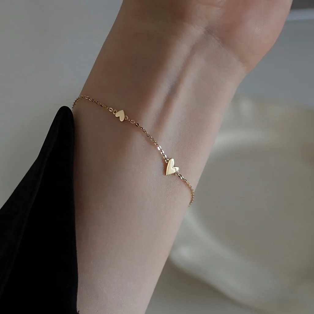 

New Arrival Fashion Simple Heart 18k Gold Plated Titanium Steel Bracelet For Women Three Love Bracelets Jewelry Gift