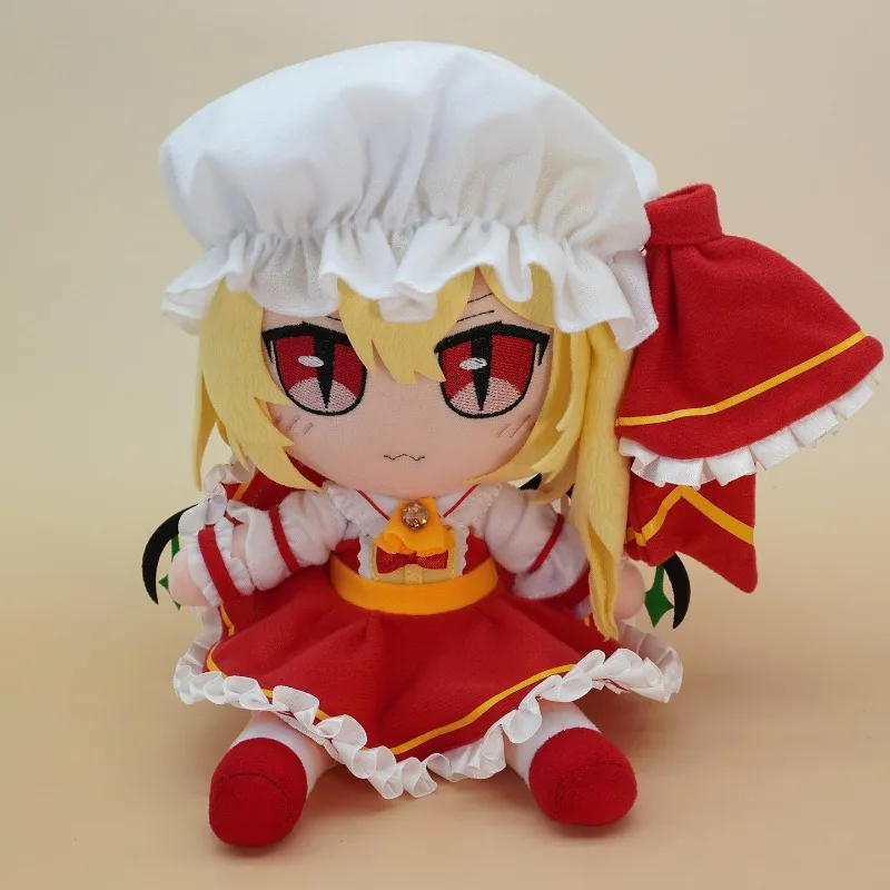 Фото 20 см Аниме-игровая кукла TouHou Project Flandre Scarlet Fumo Kawaii, хлопковая плюшевая игрушка для косплея, сидячая фигурка, подарок для фанатов №2