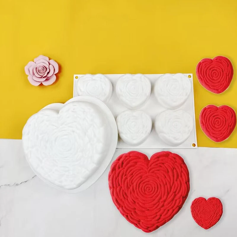 

Heart Mousse Pastry Moulds Silicone Cake Molds Valentine's Day Rose Dessert Baking Tools Kitchen Bakeware DIY Decoration Tools