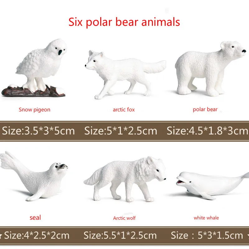 

Action&Toys Figure Mini Arctic Animal 6PCS/Set PVC White Whale Polar Bear Arctic Wolf Model Collectible For Kid Gift