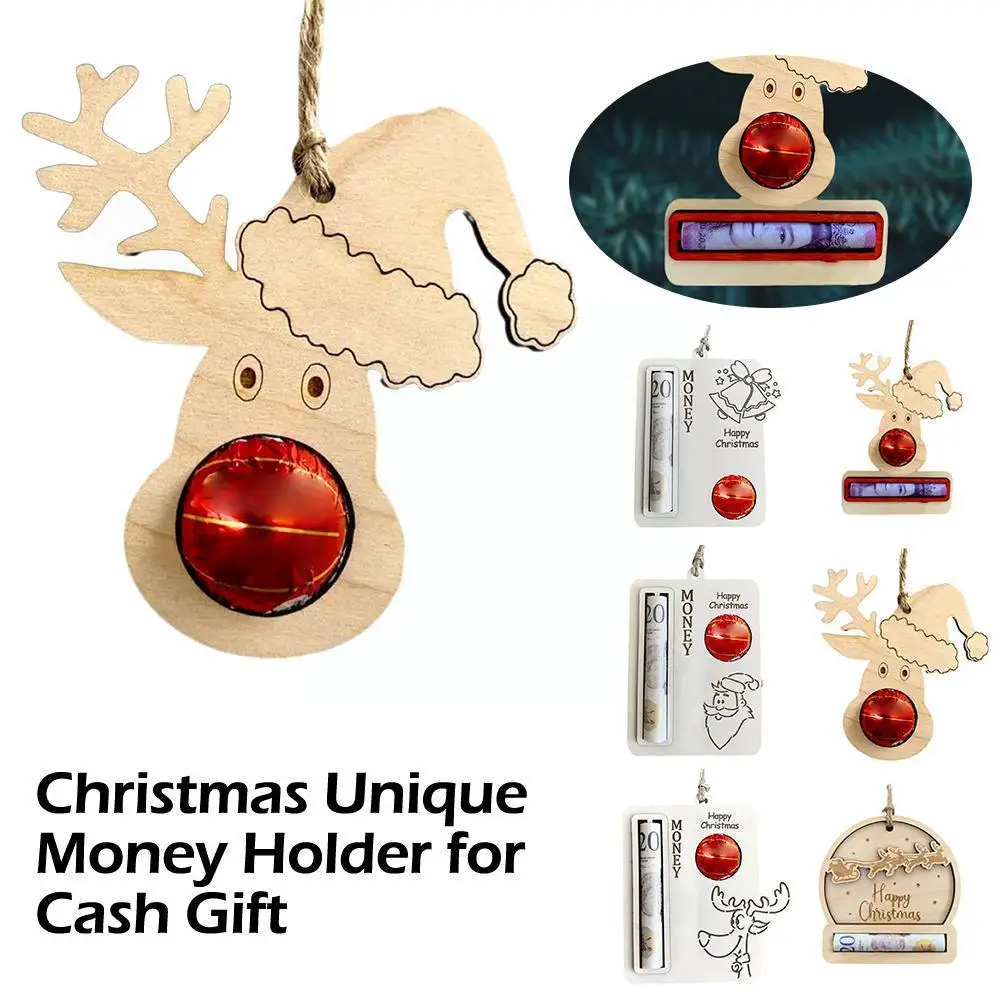 

Уникальный держатель для денег в рождественском стиле, Деревянный Мини-держатель для денег, украшение для елки, ручная работа, Рождественское дерево, Orname U4l4