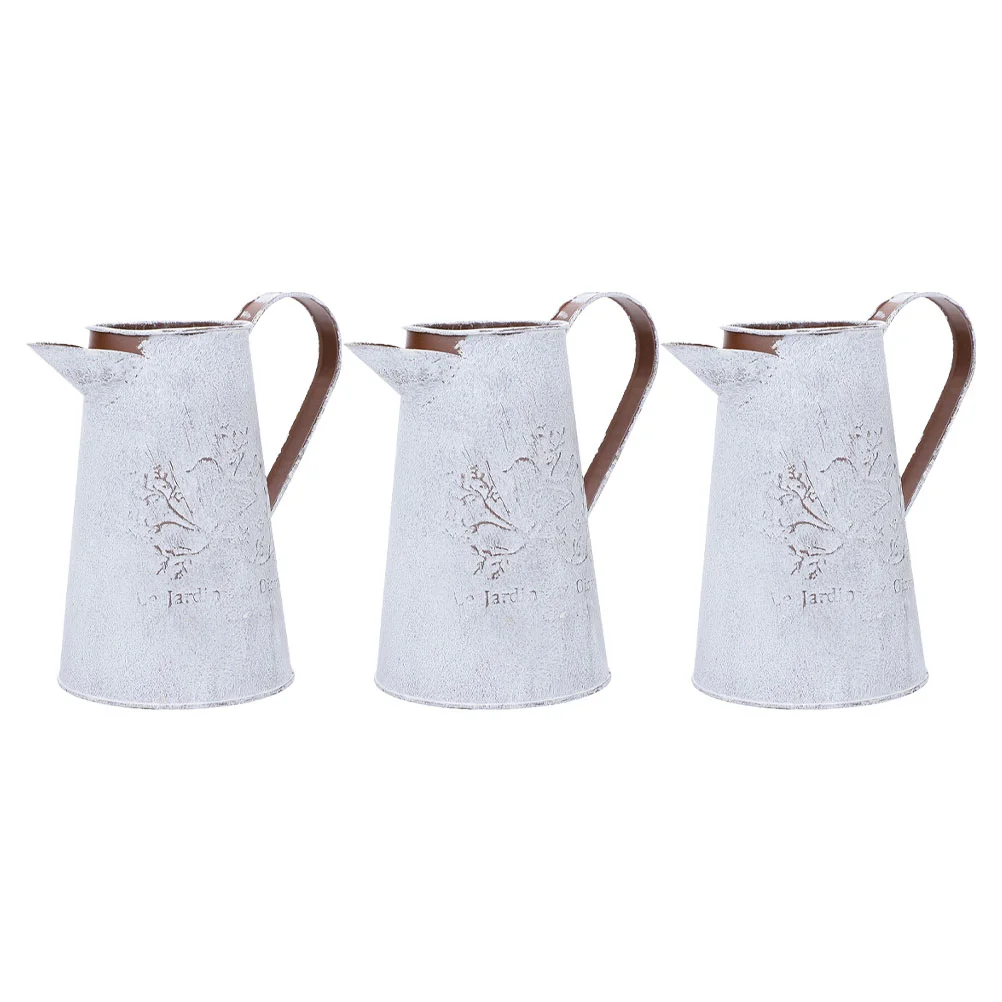 

3pcs Tin Bucket Decorative Retro Rustic Portable Flower Container for Garden Decor Table
