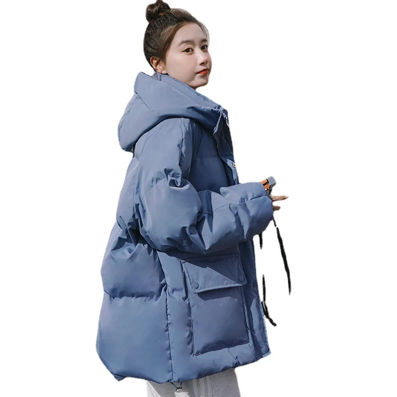 Winter Clothes Female New Thickened Cotton Women's Coat Winter Women's Down Coat Retro Loose Hooded Cropped Down Padded Jacket