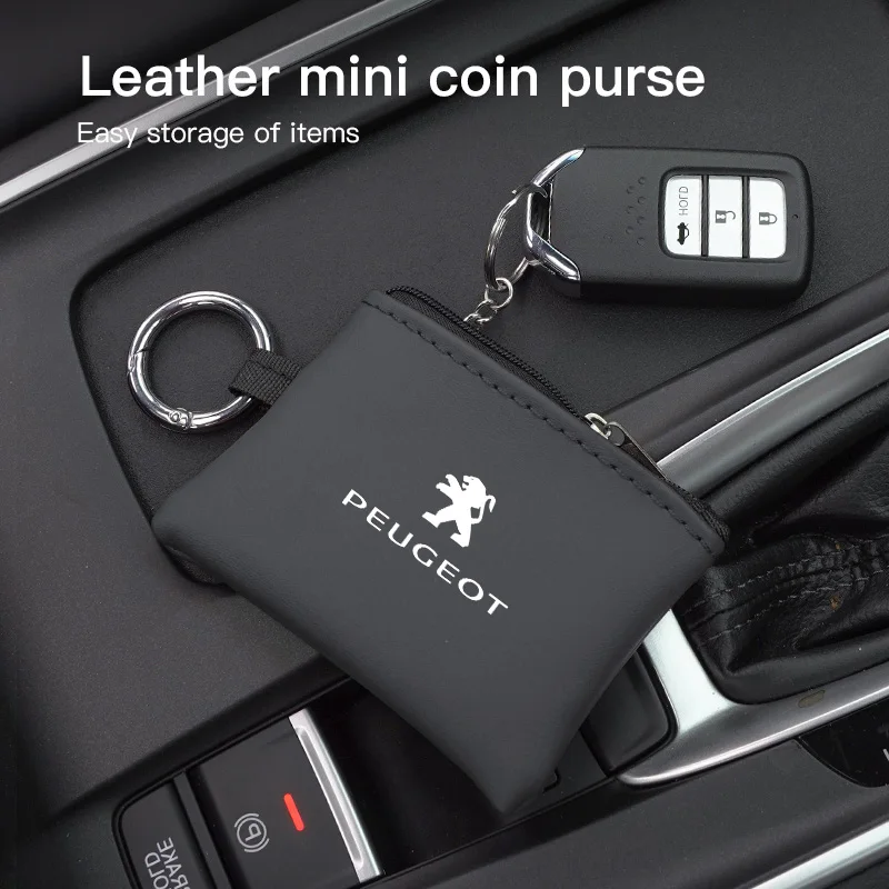 Сумка-Органайзер для ключей автомобиля Кожаная мини-сумка монет и карт Peugeot 206 3008
