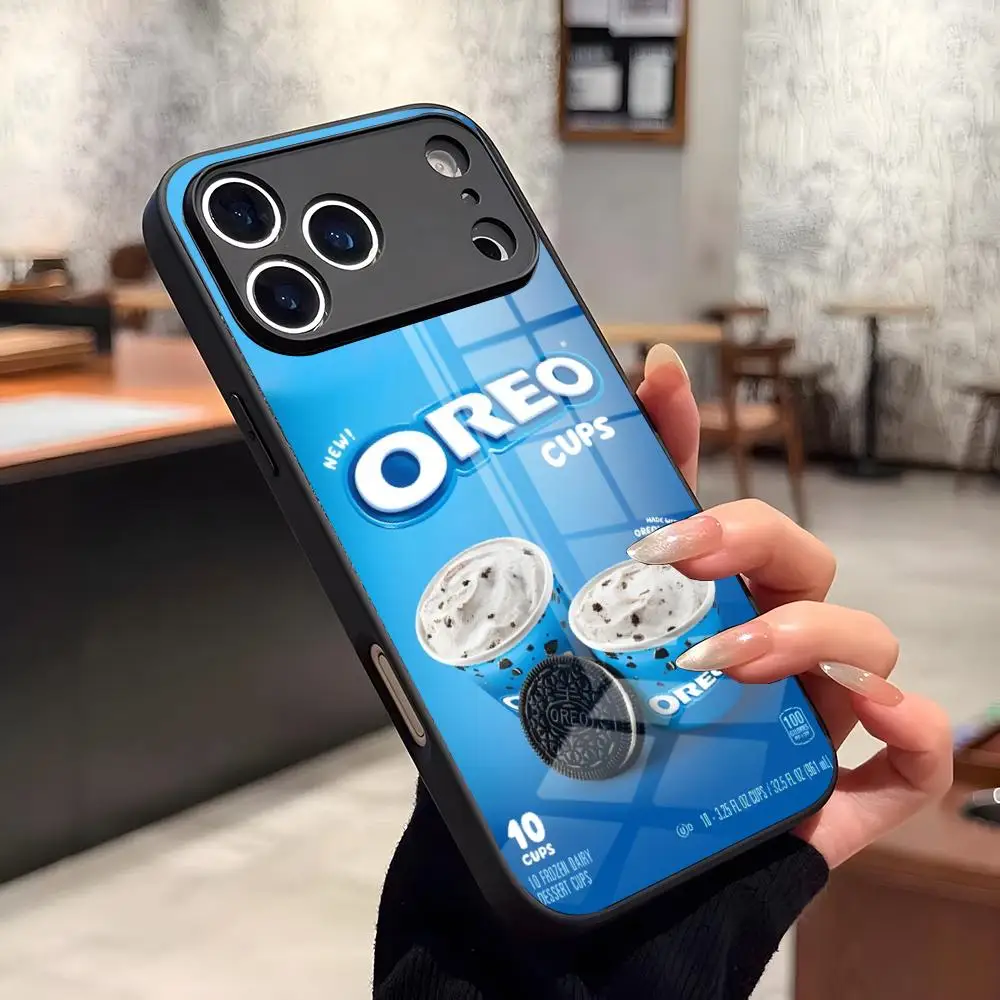 Фото Чехол для телефона O-Oreo Milk Cookies для iPhone 17 Air 16 15 14 12 11 13 Pro Max Mini X Xr Xs Se Puls, стеклянный чехол №1