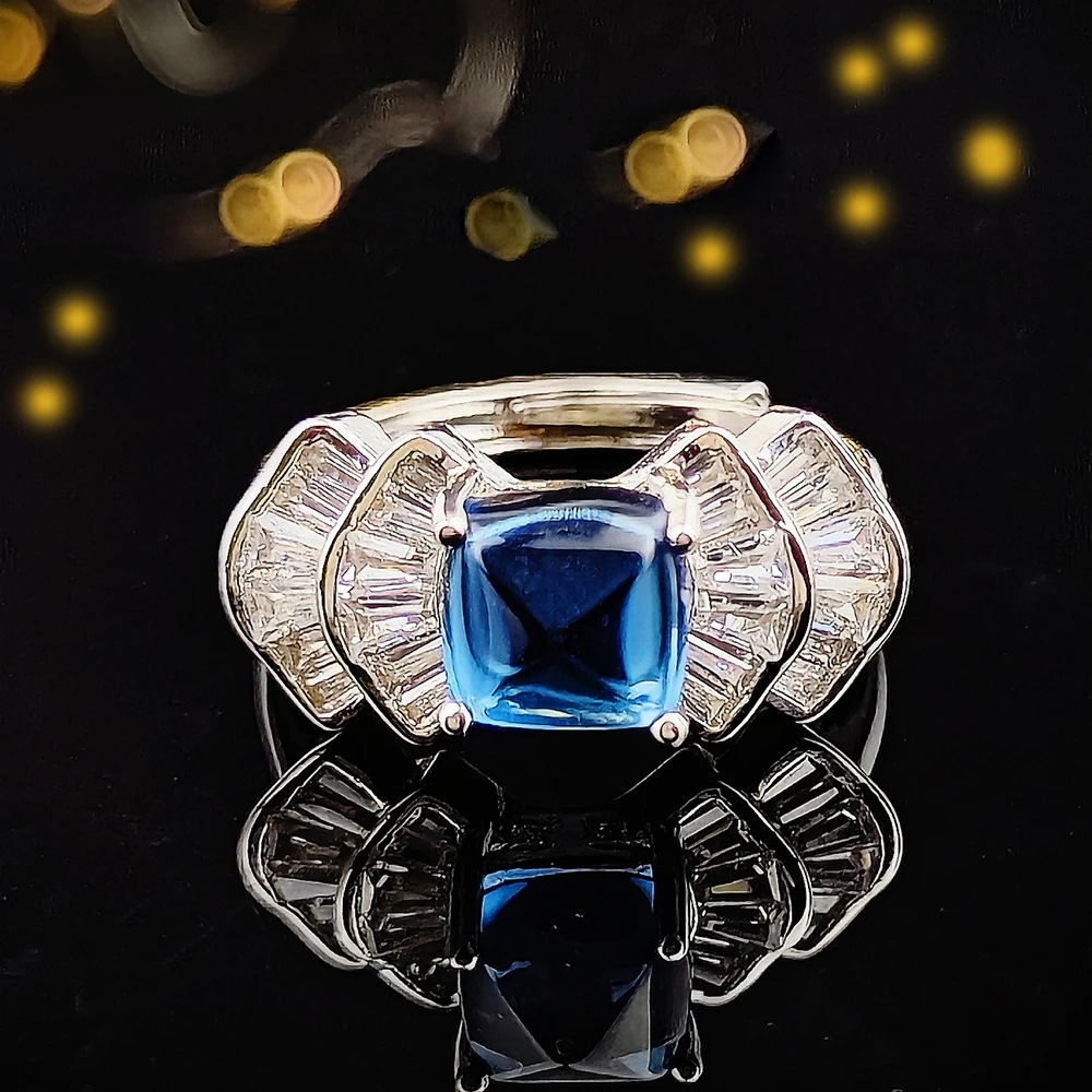 Новинка 2023 роскошное обручальное кольцо синего и зеленого цвета с принцессой