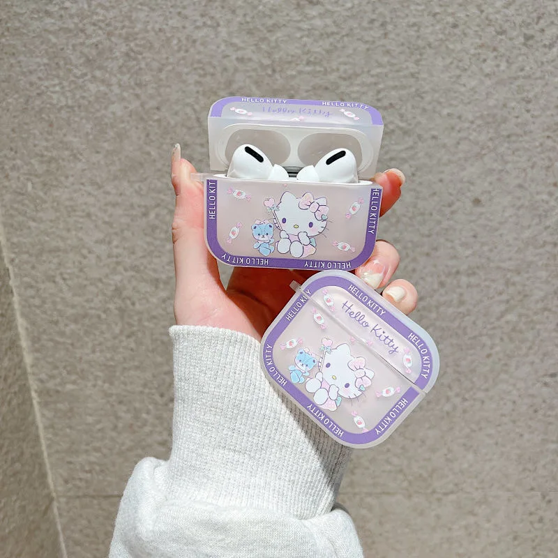 

Cute Sanrio Hello Kitty 3D Doll Earphones Case for Apple AirPods Air Pods 1 Pro 2 3 Cover Headphone Anti-fall Box