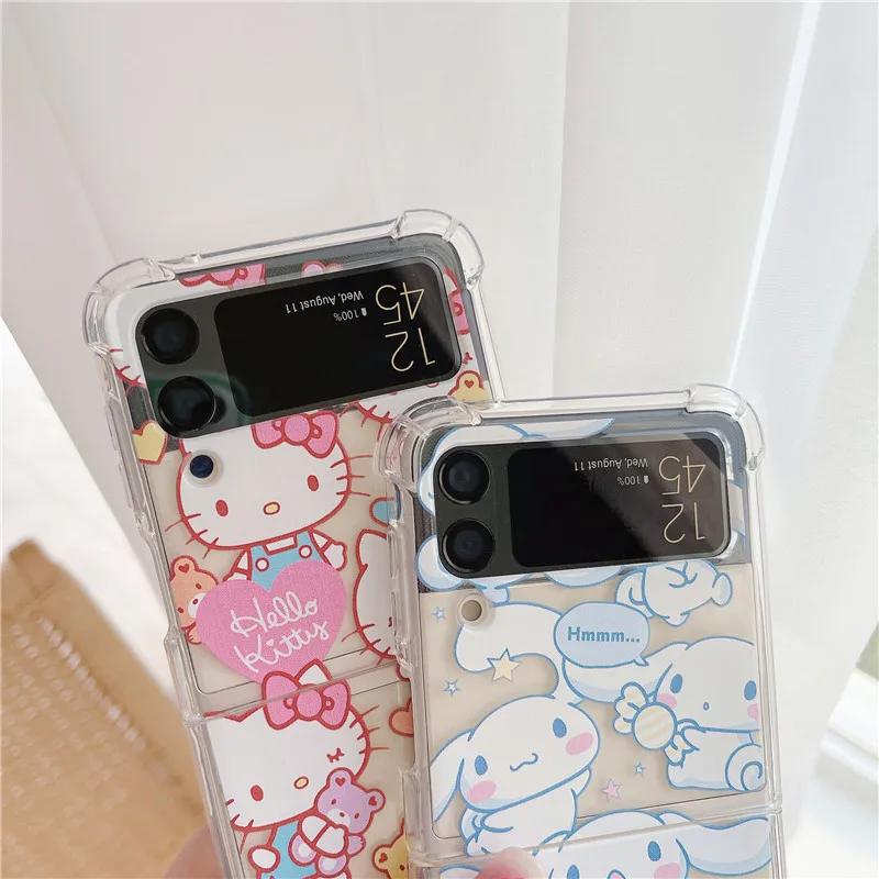 Чехол Hello Kitty Cinnamoroll для телефона Samsung Galaxy Z Flip3 Flip 3 мультяшный прозрачный