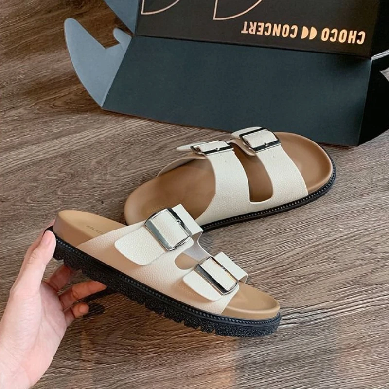 Шлепанцы женские ортопедические сандалии на толстой подошве открытый носок