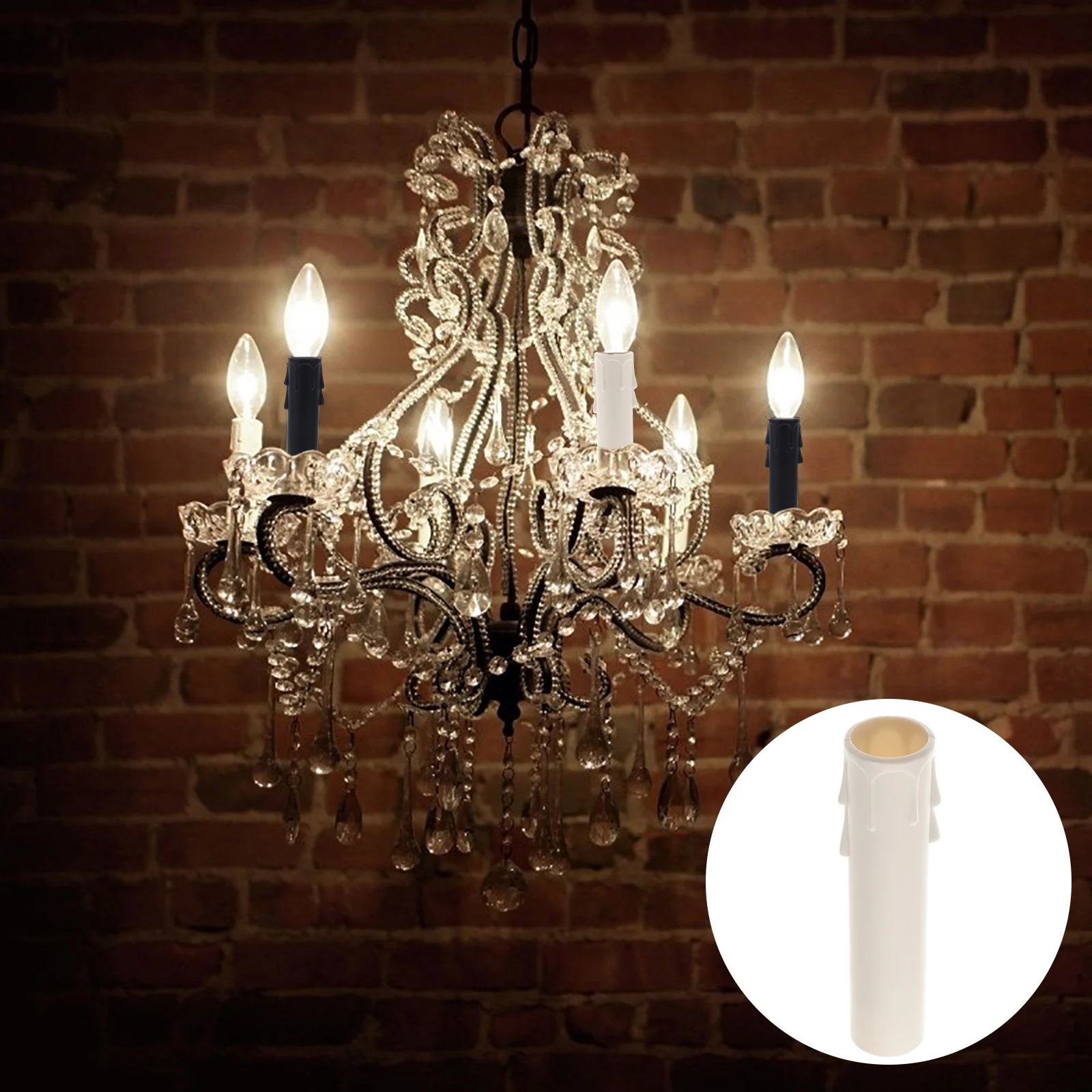 

20 Pcs White Candles Tear Tube Chandelier Covers Ceramics Socket Pp Holders Tall Light