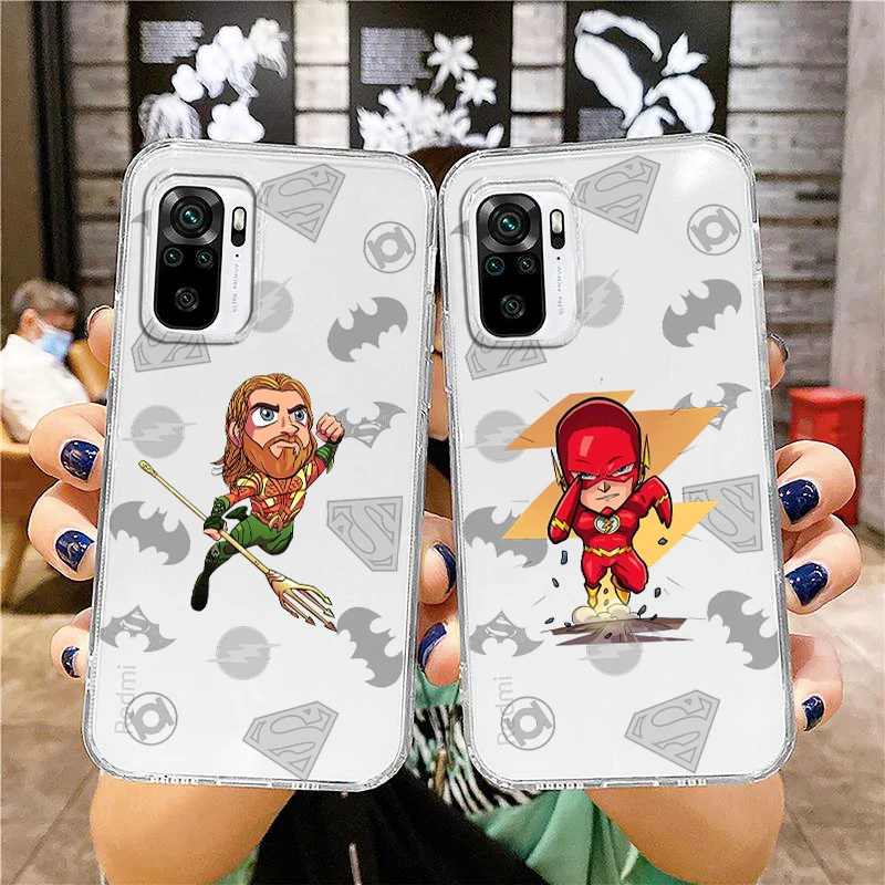 

Aquaman The Flash Cartoon Phone Case For Xiaomi Redmi Note 12 11E 11S 11 11T 10 10S 9 9T 9S 8 8T Pro Plus 5G 7 Transparent