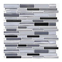 12Sheets 12*12inch Grey Self-adhesive Mosaic Tiles Wall Sticker Light 3D Backsplash Peel and Stick House Decoration Smart Tile