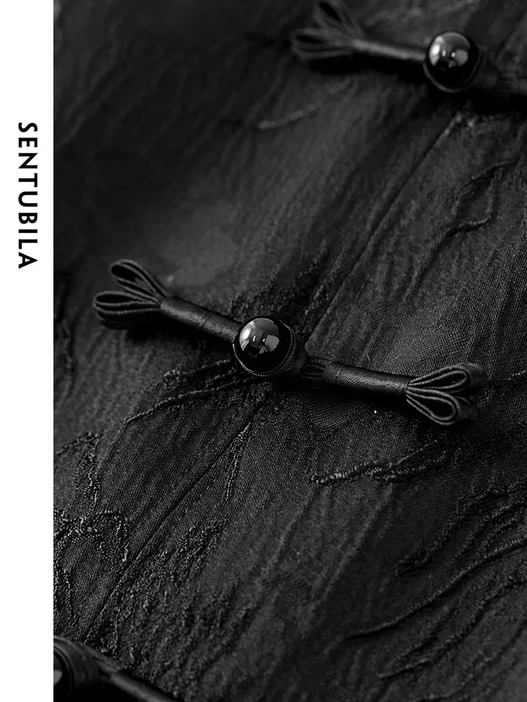 SENTUBILA черная жаккардовая мини-юбка для женщин 2024 китайская мода элегантная юбка с